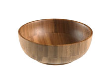 A round wooden bowl with a smooth finish and visible wood grain patterns. Description generated by AI