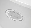 A close-up of a white appliance control panel with buttons labeled S, M, L, ice, add water, and separate buttons for select and power. Description generated by AI