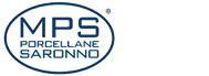 The image shows a blue oval logo with the letters MPS and the word PORCELANE inside it. Description generated by AI